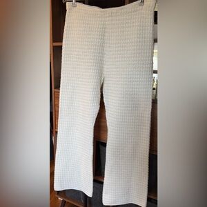 Sandro Cream Wide Leg Textured Pants